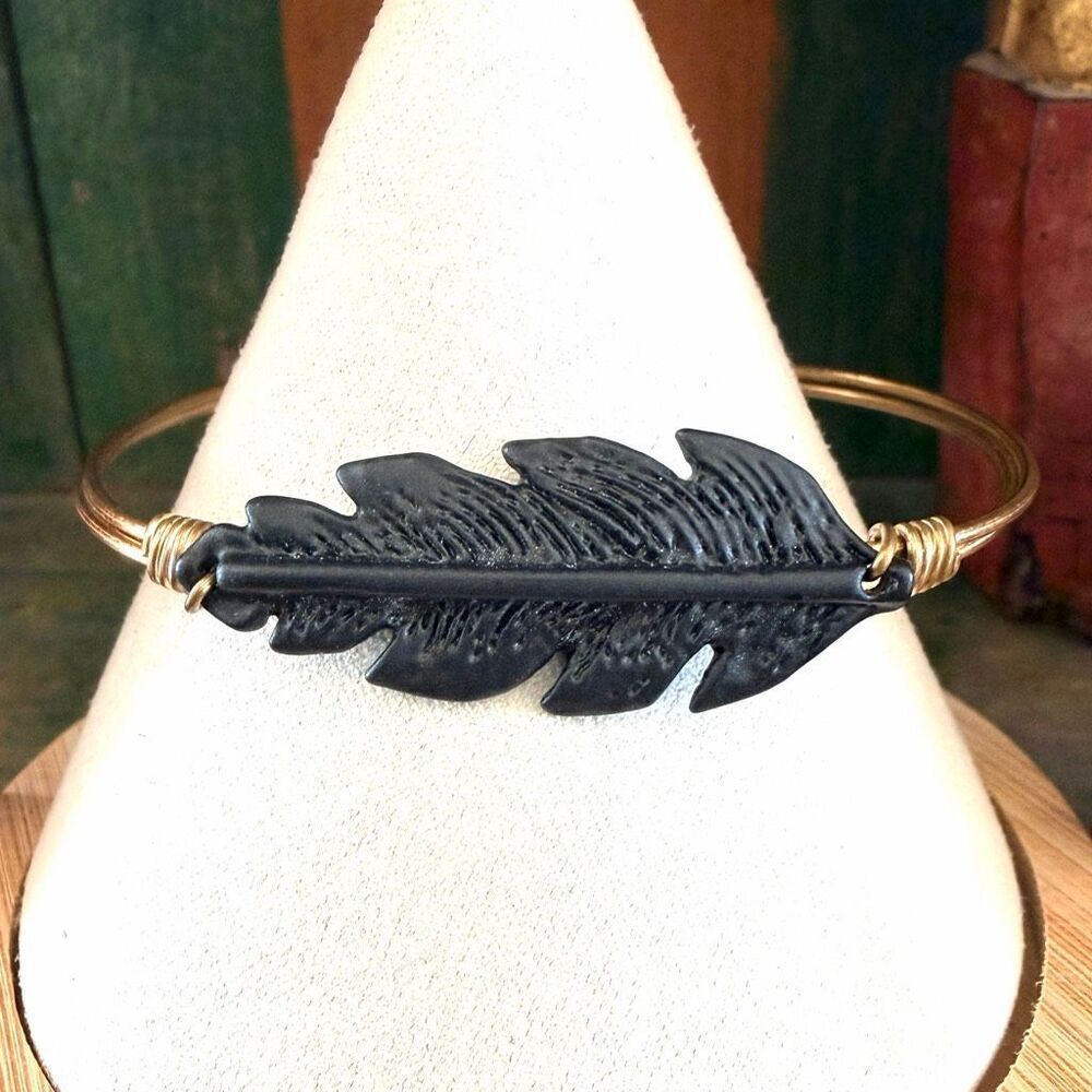 L+S Feather Open Cuff Bracelet